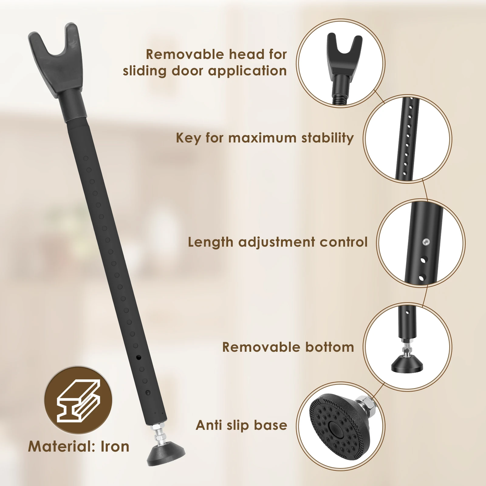Sliding Door Lock Bar 44-55 In - огляд і ціна Home Security Door Reinforcement Lock