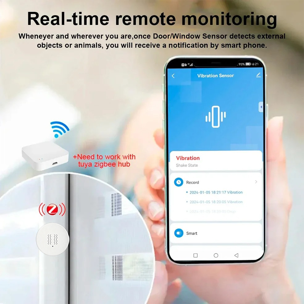 Tuya ZigBee Smart Vibration &  - огляд і ціна Home Security With Monitoring
